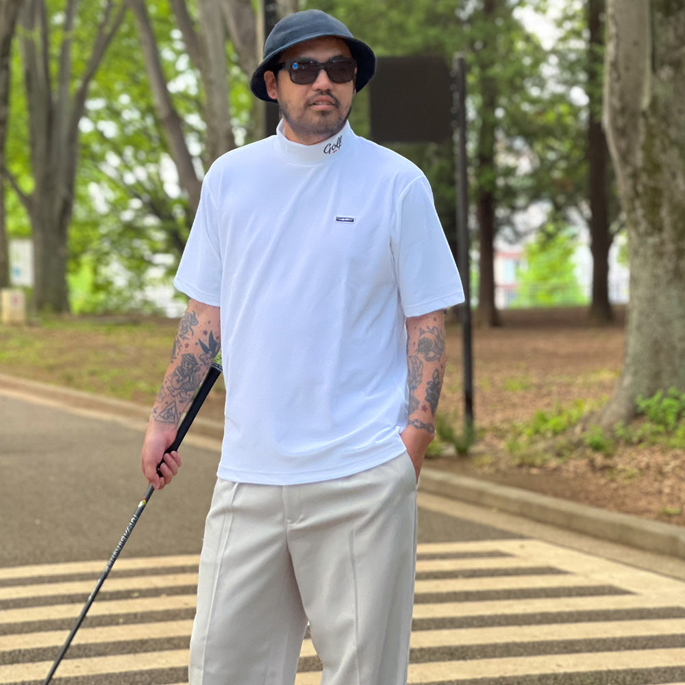 SIDEWAY VOLT PILE MOCK NECK S/S TEE - WHITE