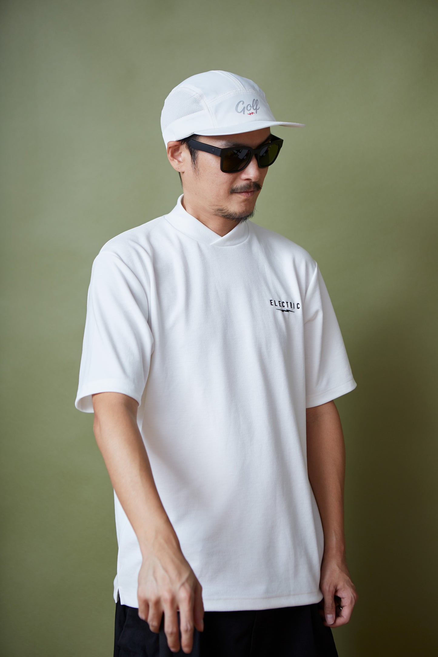 【吸水速乾】CROSS COLLAR MOCK NECK S/S TEE - WHITE
