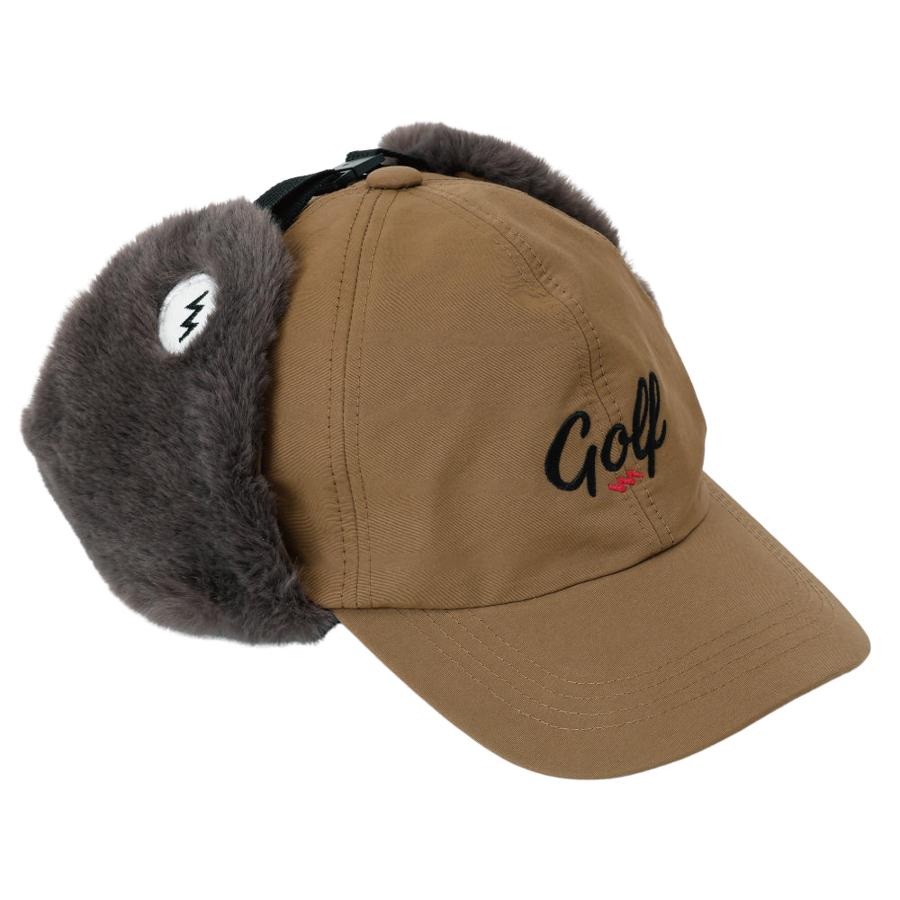 GOLF LOGO EAR FLAP LOW CAP - CAMEL