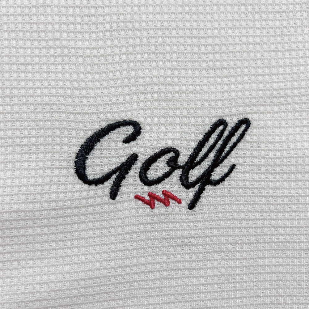 GOLF LOGO EMBROIDERY MOCK NECK THERMAL- WHITE