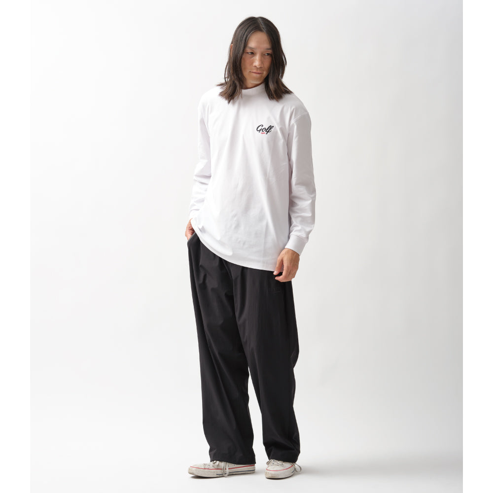 ONE POINT GOLF LOGO DRY MOCK NECK L/S TEE - WHITE