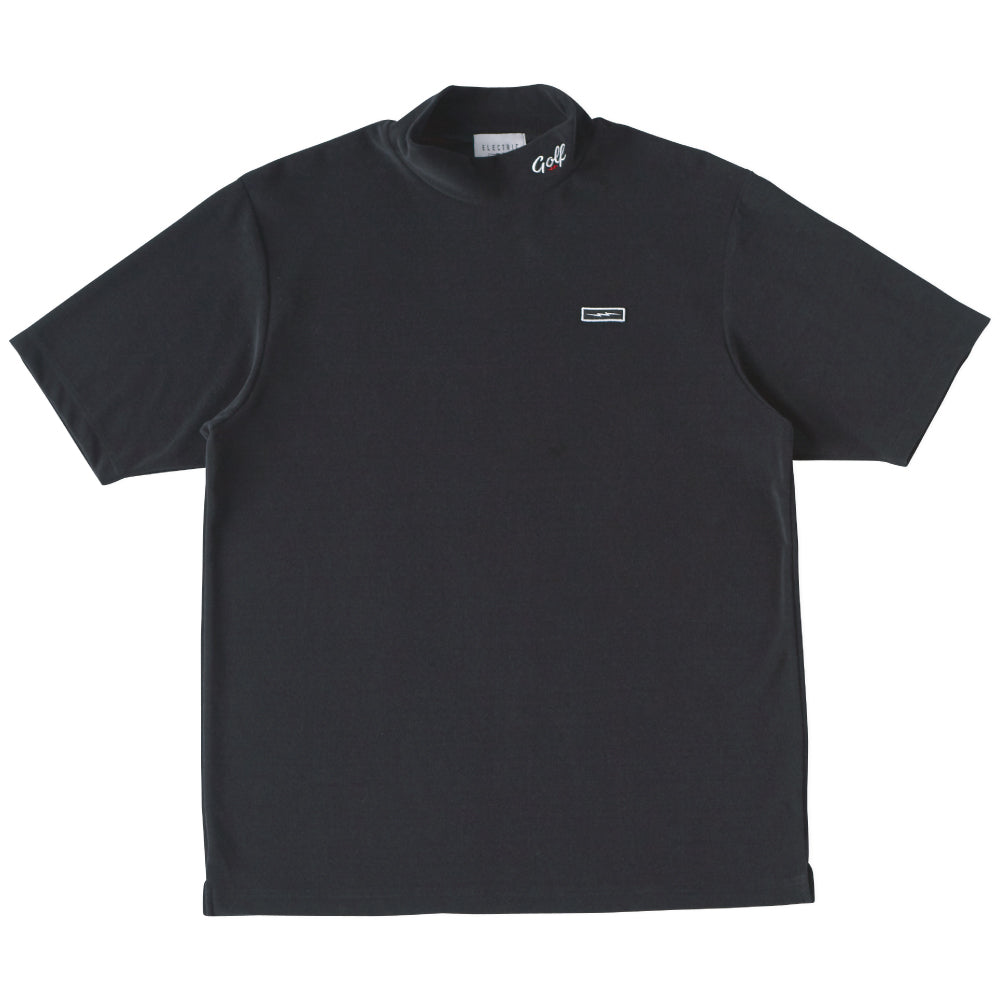 SIDEWAY VOLT PILE MOCK NECK S/S TEE - BLACK