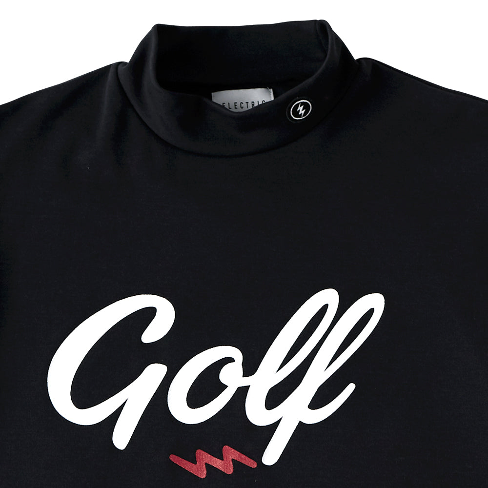 【吸水速乾】GOLF LOGO MOCK NECK S/S TEE  - BLACK