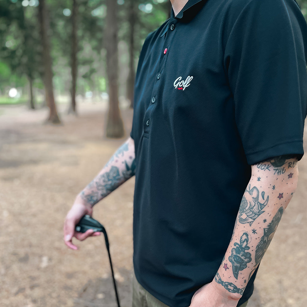 【吸水速乾】FIVE BUTTONS S/S POLO - BLACK