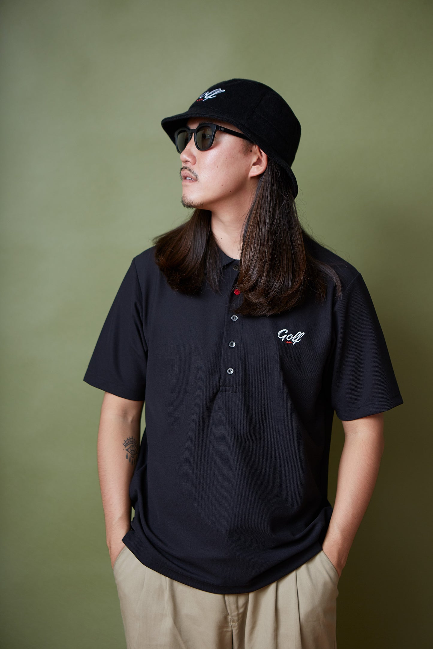FIVE BUTTONS S/S POLO - BLACK