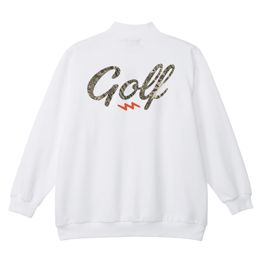 CAMO GOLF LOGO MOCK NECK SWEAT - WHITE