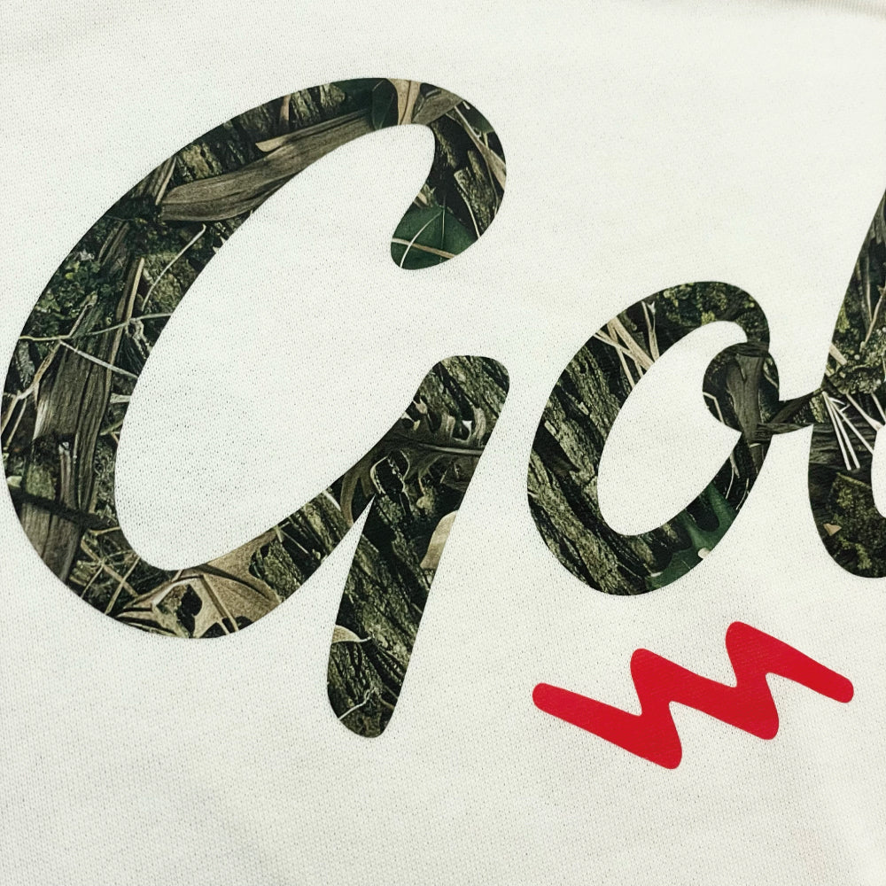 CAMO GOLF LOGO MOCK NECK SWEAT - WHITE