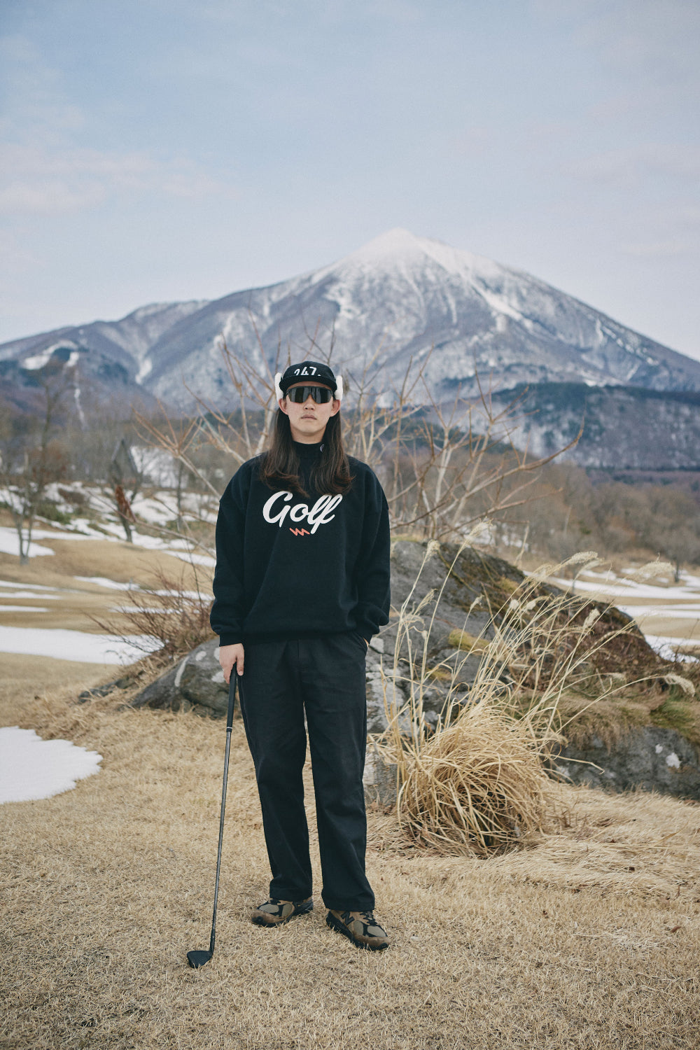 GOLF LOGO MOCKNECK SWEAT  - BLACK