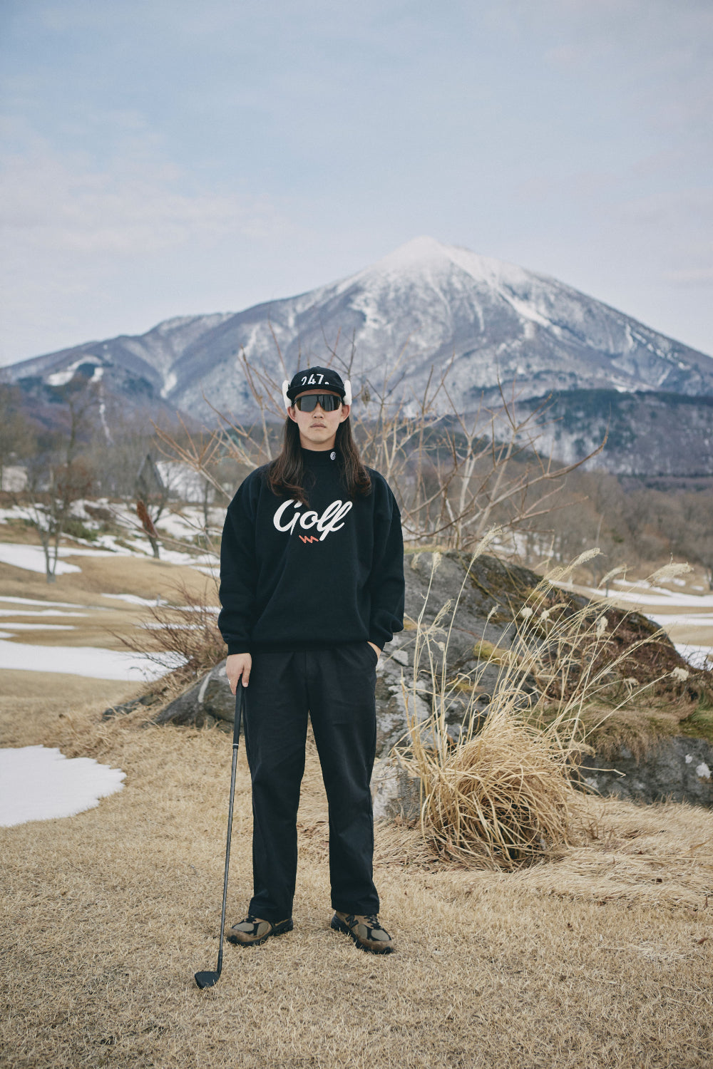 GOLF LOGO MOCKNECK SWEAT  - BLACK