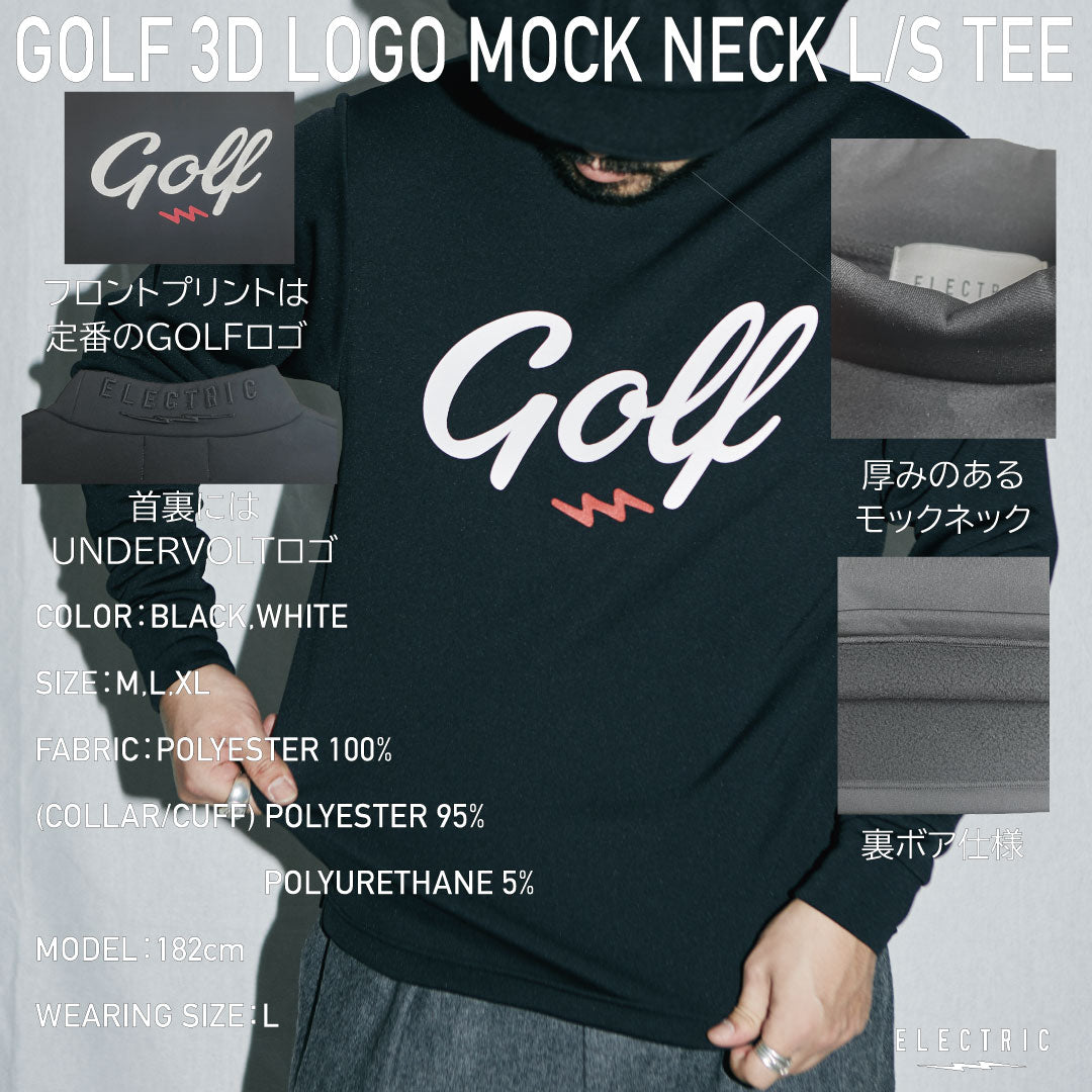 GOLF 3D LOGO MOCK NECK L/S TEE - BLACK