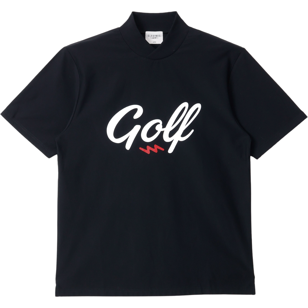 GOLF LOGO DRY CROSS COLLAR MOCK NECK S/S TEE - BLACK
