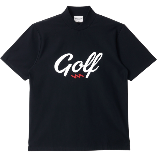 GOLF LOGO DRY CROSS COLLAR MOCK NECK S/S TEE - BLACK