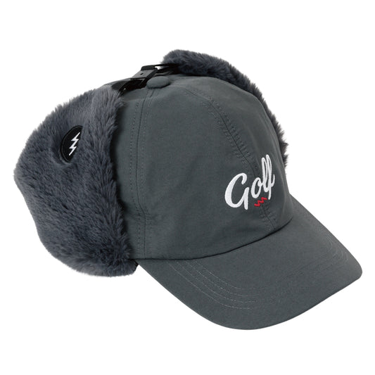 GOLF LOGO EAR FLAP LOW CAP - CHARCOAL