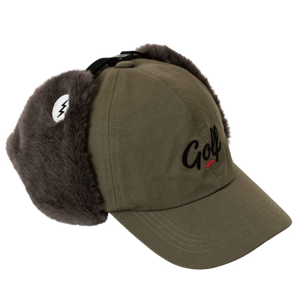 GOLF LOGO EAR FLAP LOW CAP - OLIVE