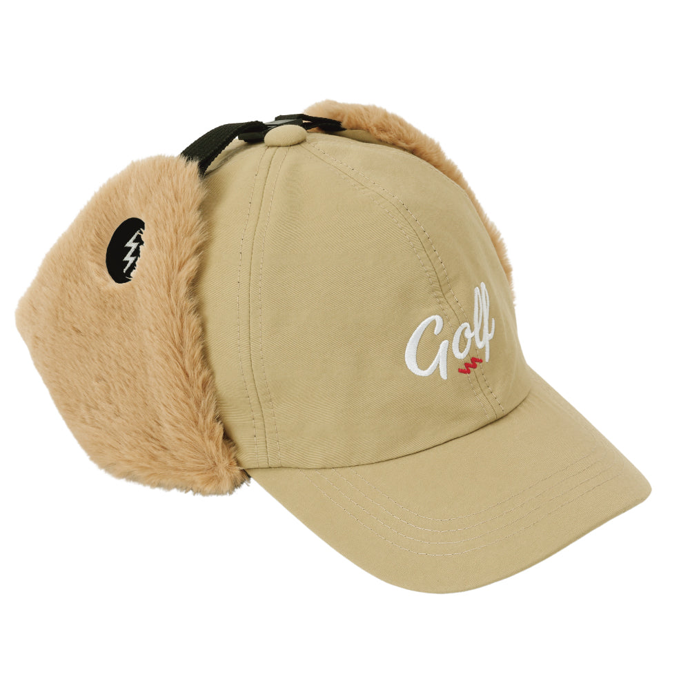 GOLF LOGO EAR FLAP LOW CAP - TAN
