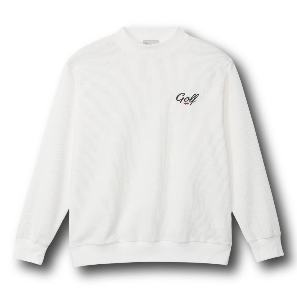GOLF LOGO EMBROIDERY MOCK NECK THERMAL- WHITE