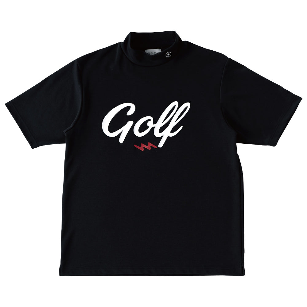 【吸水速乾】GOLF LOGO MOCK NECK S/S TEE  - BLACK