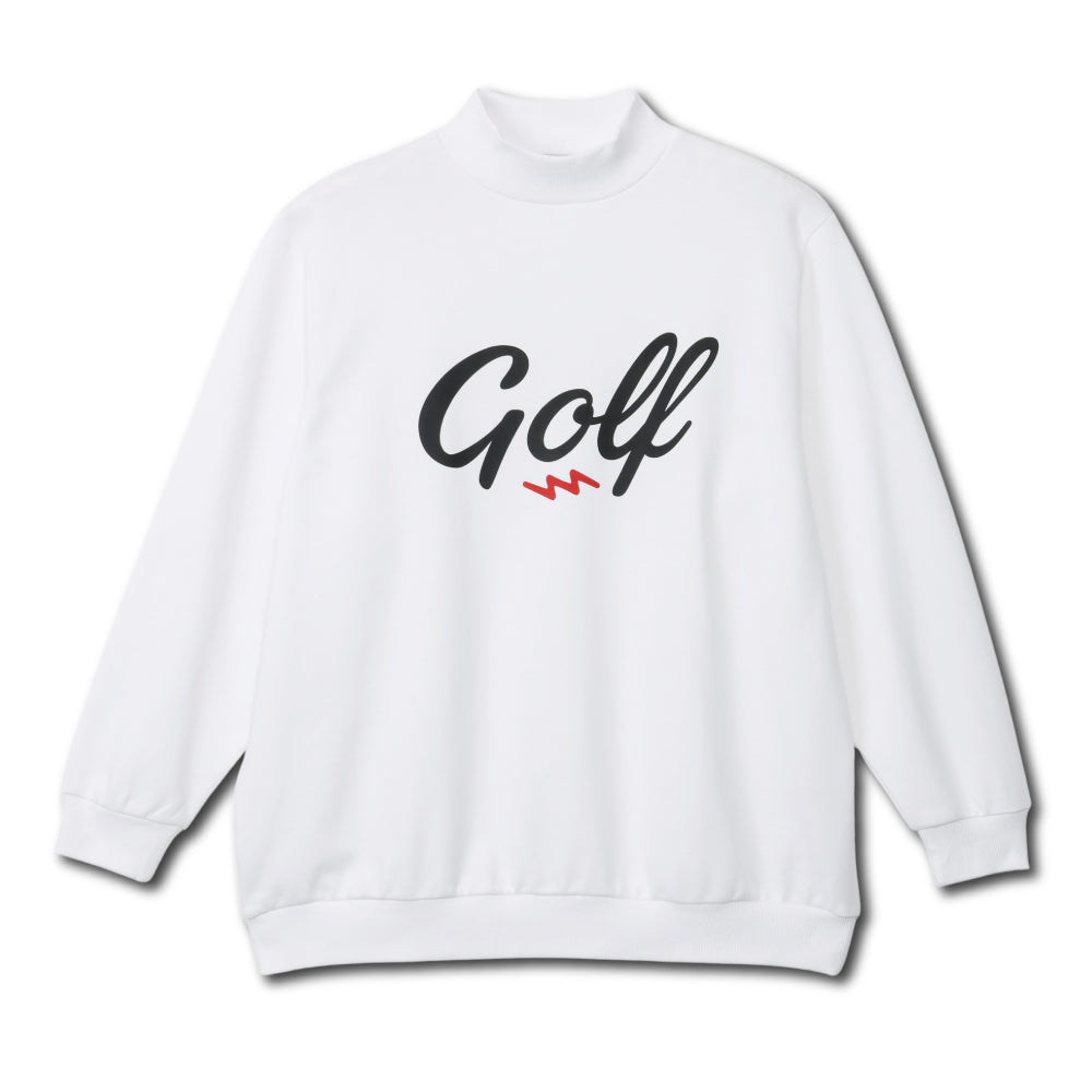 GOLF LOGO MOCK NECK SWEAT - WHITE