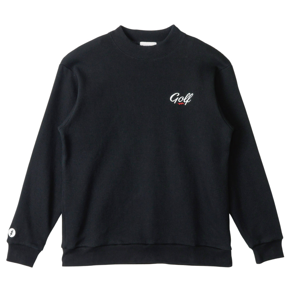 HEAVY WEIGHT GOLF LOGO MOCK NECK THERMAL - BLACK