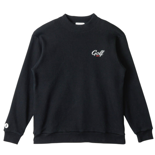 HEAVY WEIGHT GOLF LOGO MOCK NECK THERMAL - BLACK