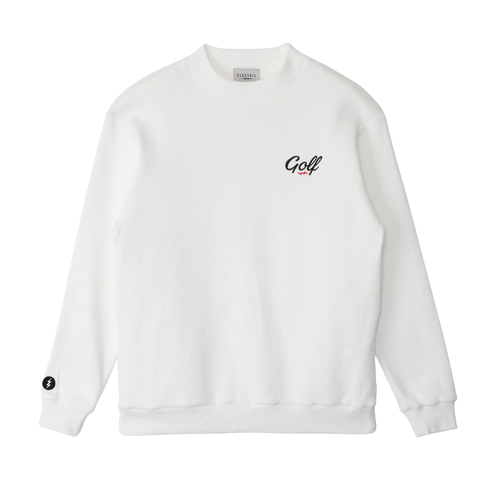 HEAVY WEIGHT GOLF LOGO MOCK NECK THERMAL - WHITE