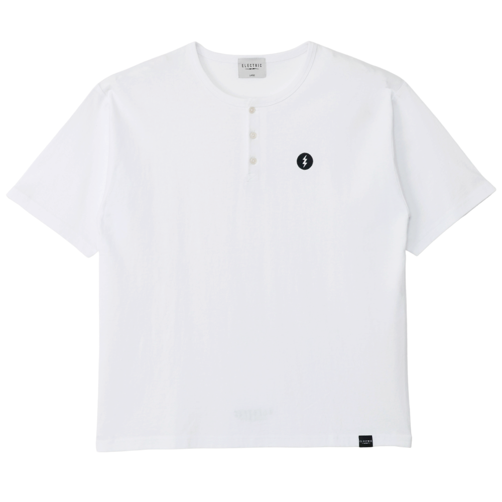 HENLY NECK EMBROIDERY S/S TEE - WHITE