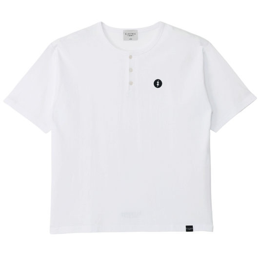 HENLY NECK EMBROIDERY S/S TEE - WHITE