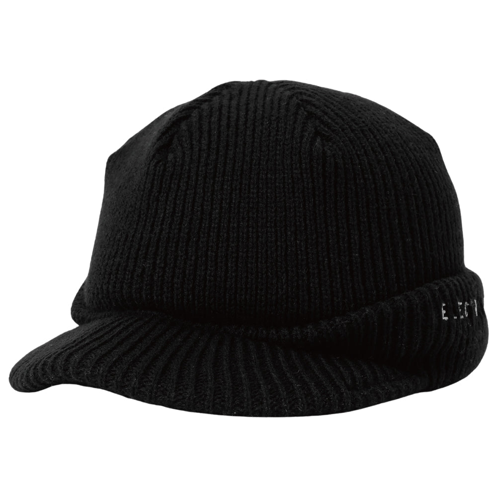 LOGO BRIM KNIT BEANIE - BLACK