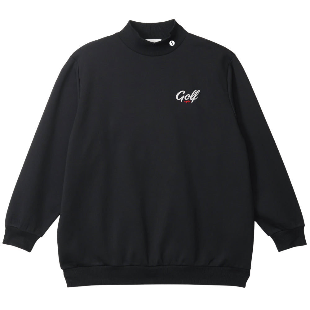 ONE POINT GOLF LOGO MOCK NECK SWEAT - BLACK