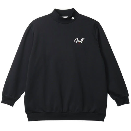 ONE POINT GOLF LOGO MOCK NECK SWEAT - BLACK