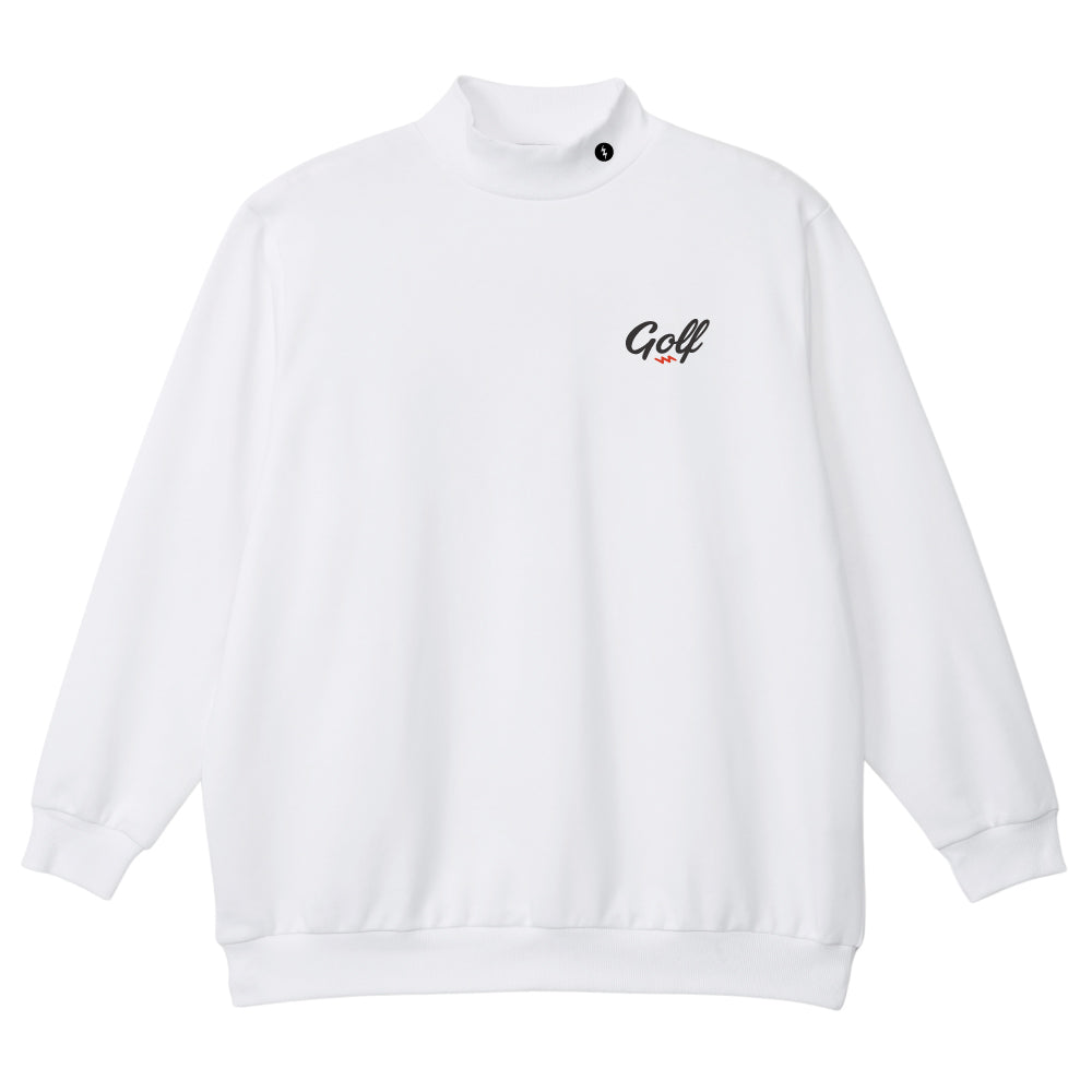 ONE POINT GOLF LOGO MOCK NECK SWEAT - WHITE