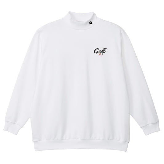 ONE POINT GOLF LOGO MOCK NECK SWEAT - WHITE