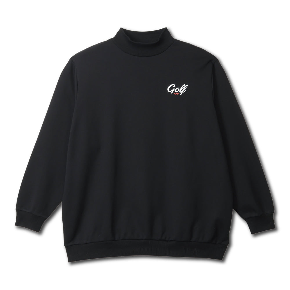 ONE POINT GOLF LOGO MOCK NECK SWEAT - BLACK
