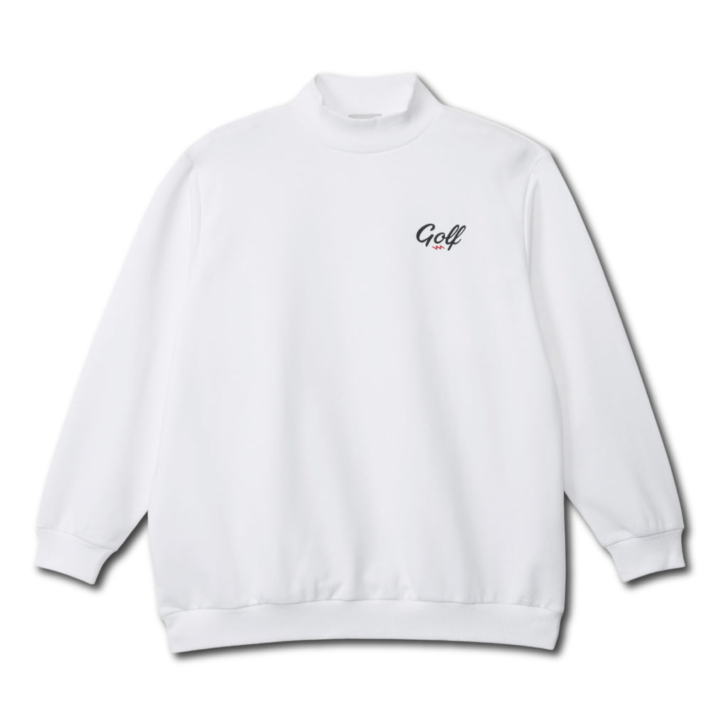 ONE POINT GOLF LOGO MOCK NECK SWEAT - WHITE