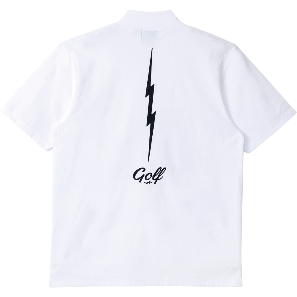 VERTICAL VOLT DRY CROSS COLLAR MOCK NECK S/S TEE - WHITE