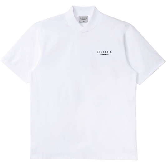 VERTICAL VOLT DRY CROSS COLLAR MOCK NECK S/S TEE - WHITE