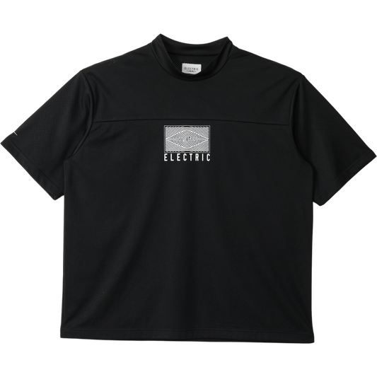 VISION MESH MOCK NECK S/S TEE - BLACK