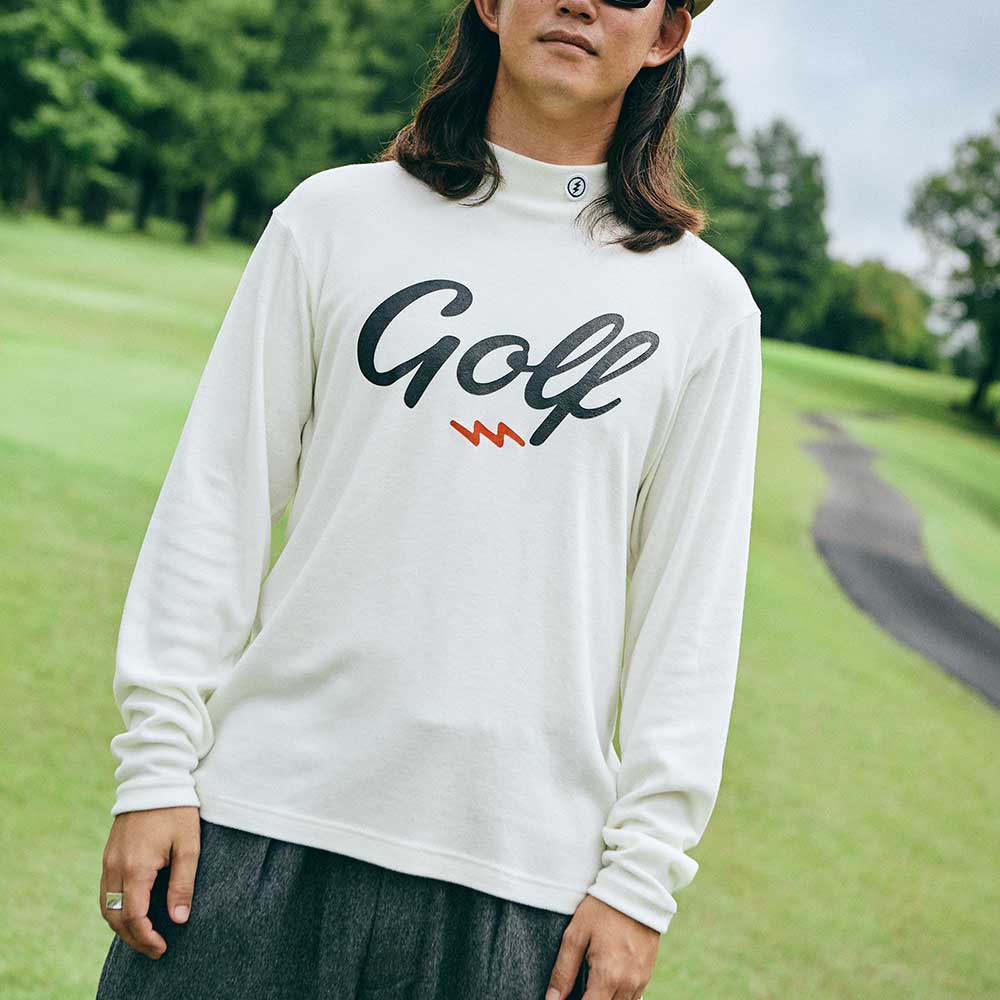 GOLF LOGO MOCK NECK L/S TEE - OFF WHITE