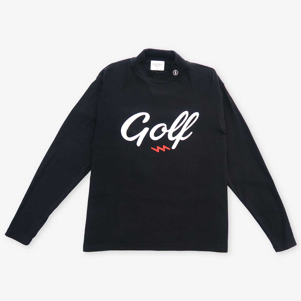 GOLF LOGO MOCK NECK L/S TEE - BLACK